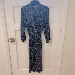 Natori Women’s Gray Black Leopard Print Full Length Belted Robe Sz Small Luxury